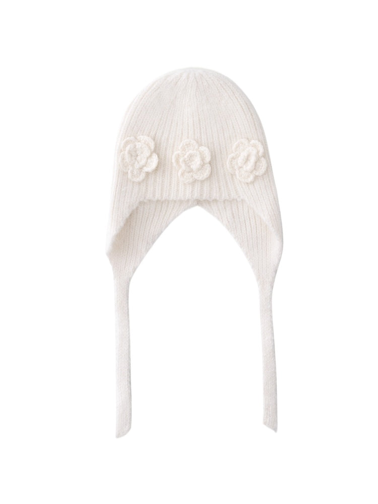 Angora Floral Beanie