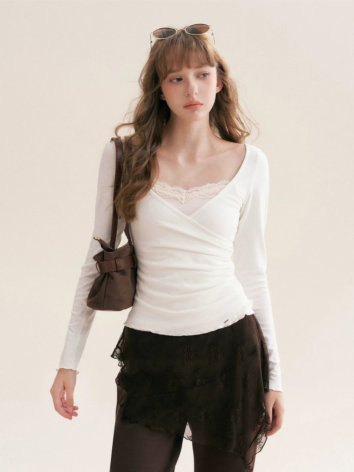 Lace Layered V Neck Top