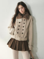 Vintage Brown Pleated Mini Skirt
