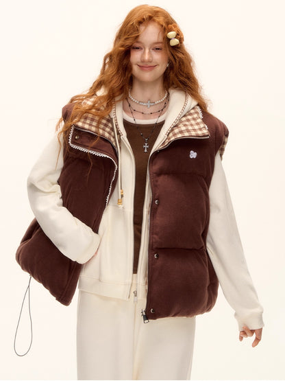 Reversible Check Lace Vest