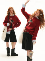 Bow Pattern Relaxed Knit Sweater