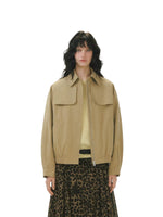 Pleated Collar Cropped Jacket