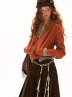 Snow Dot Zip Hooded Cardigan