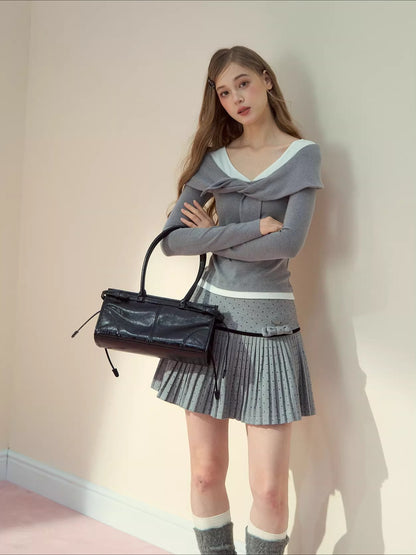 Gray &amp; Navy Blue Modal Two-Piece T-shirt