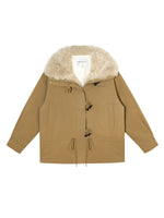Faux Fur Collar Drawstring Loose Down Parka