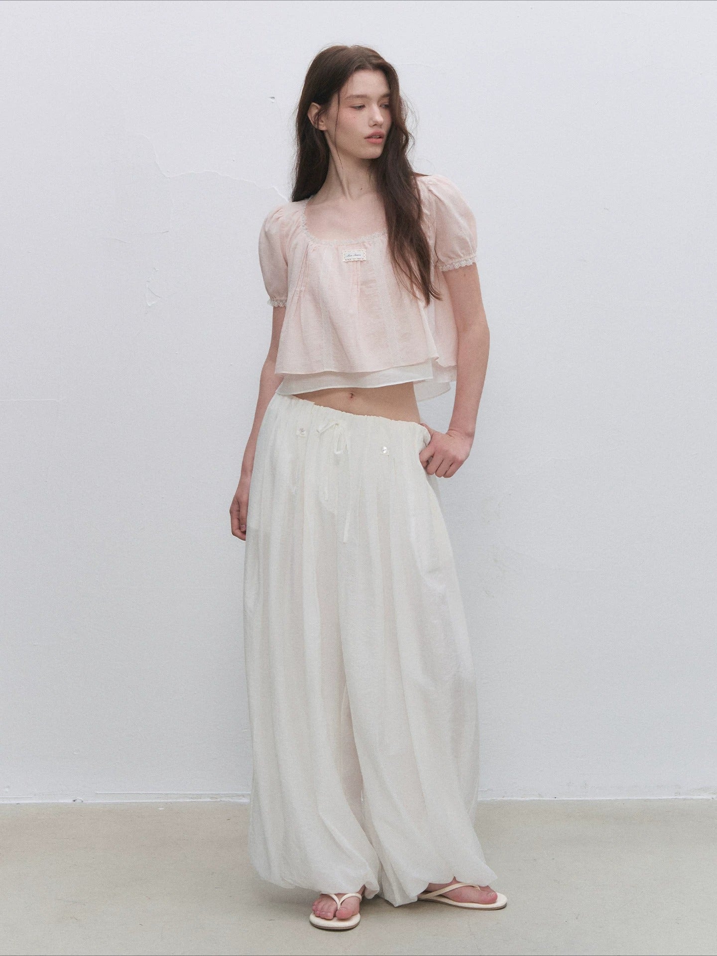Square Neck Lace Crop Top