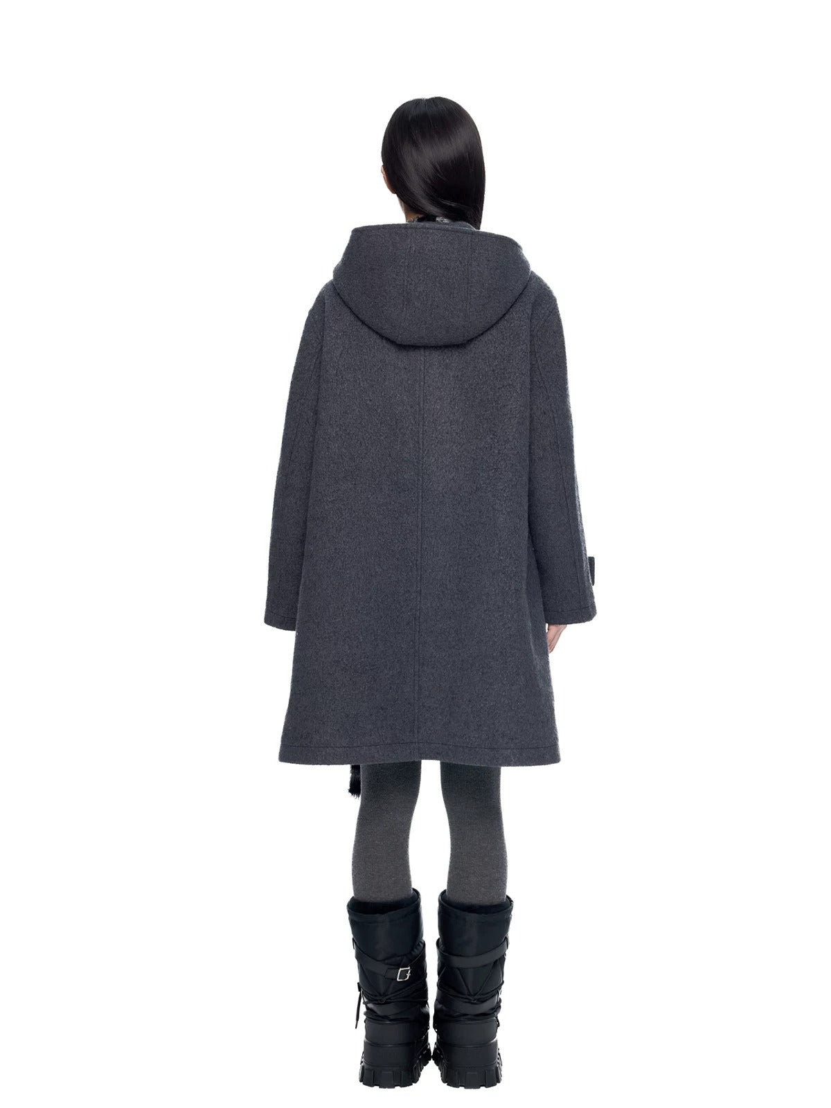 Hooded Vintage Wool Blend Coat