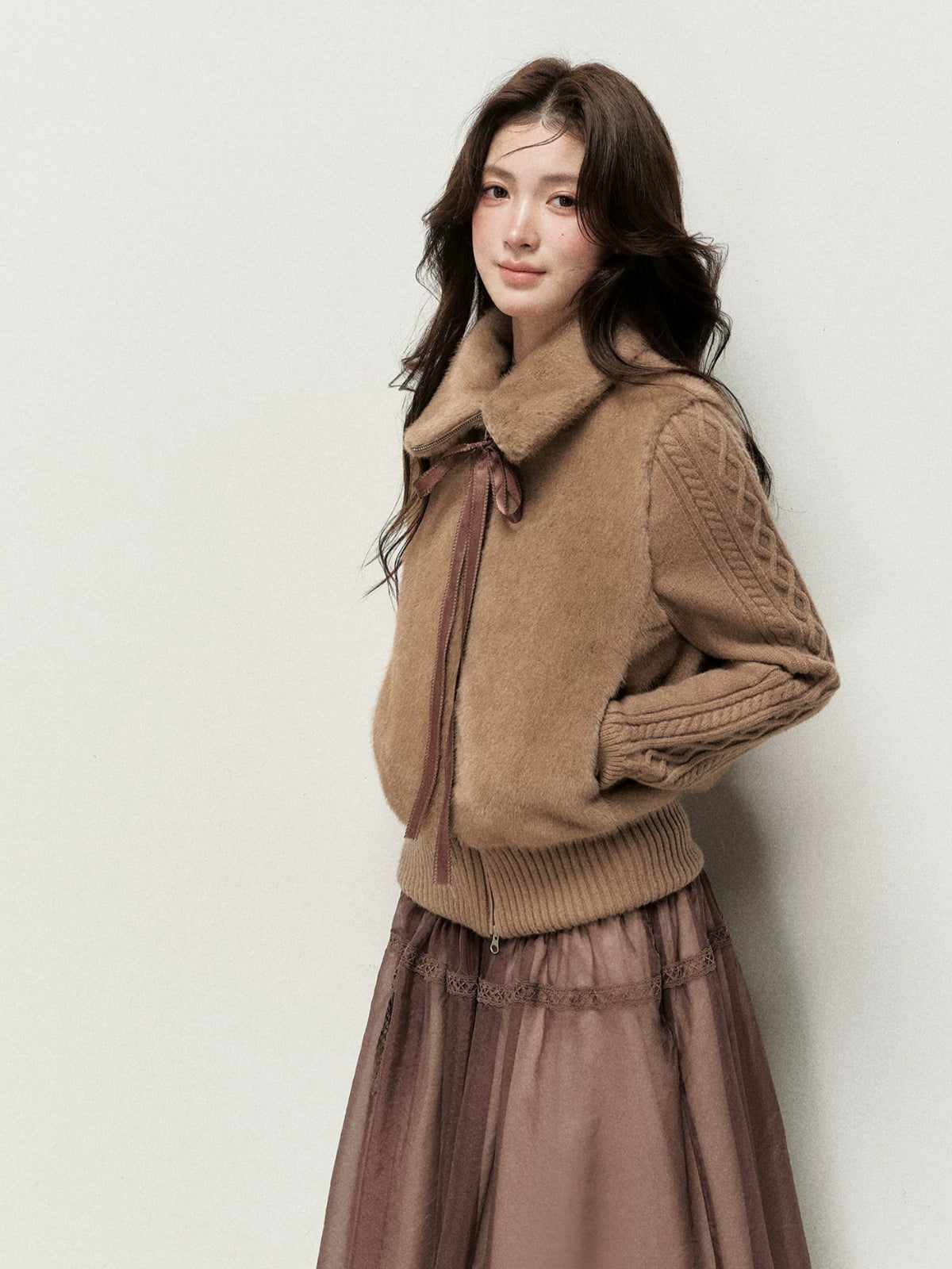 Oversized Collar Faux Fur Jacket