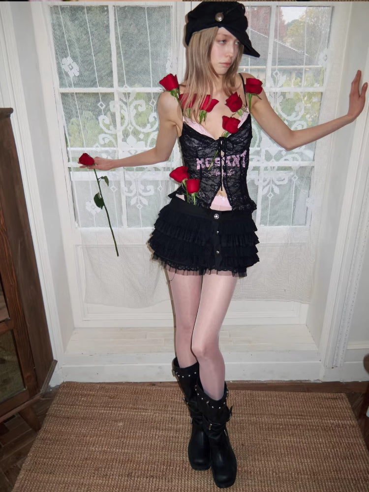 Lace Print Corset Top