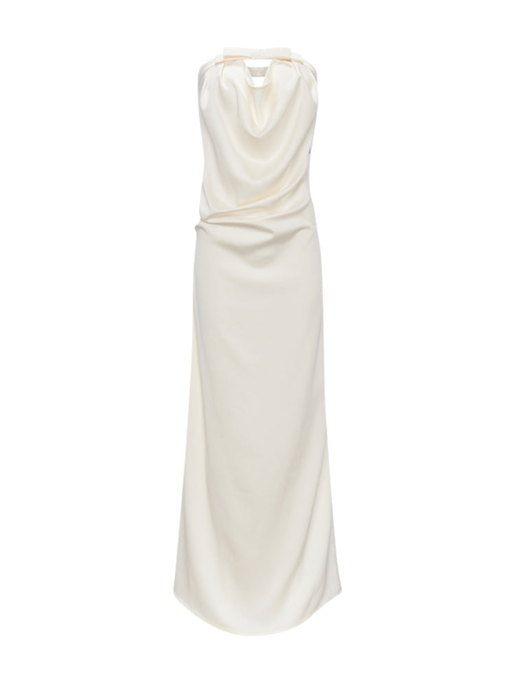 Halter Bowknot Cowl Neck Backless Dress