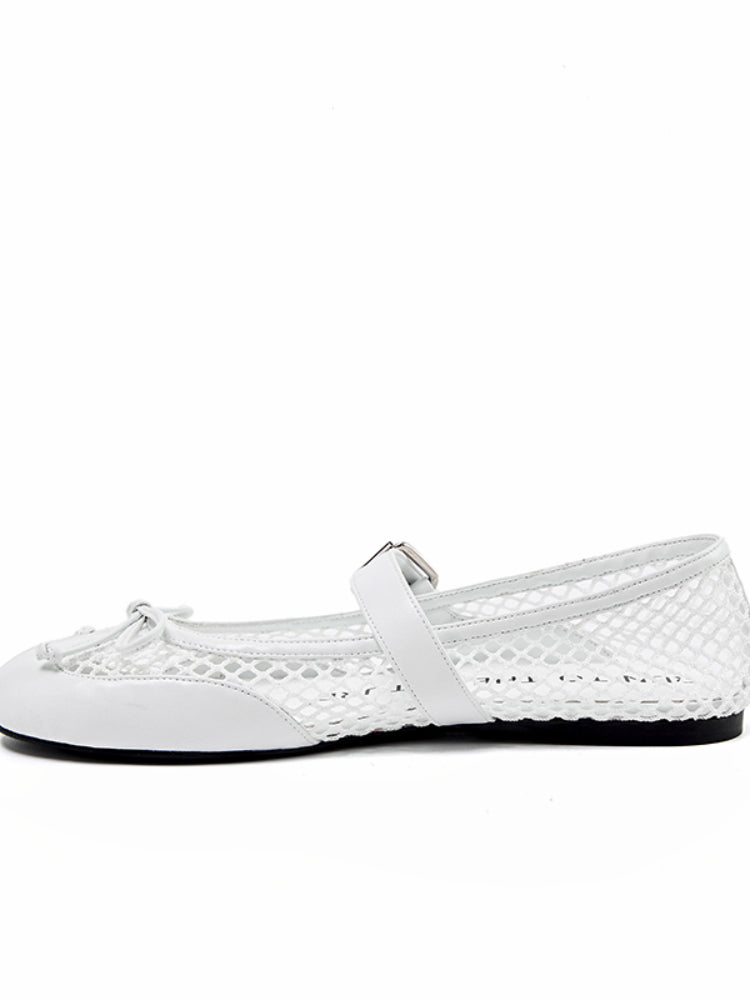 Fishing Net Woven Flat Mary Jane Shoes