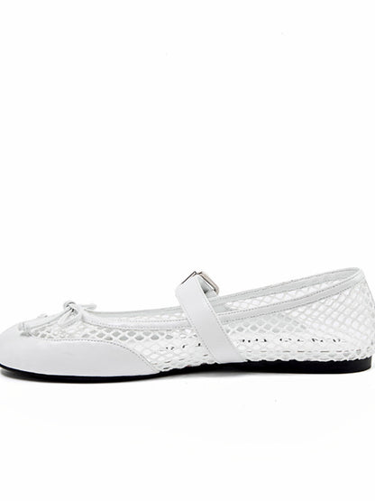Fishing Net Woven Flat Mary Jane Shoes