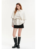 Layered Cape Belted Wool Coat