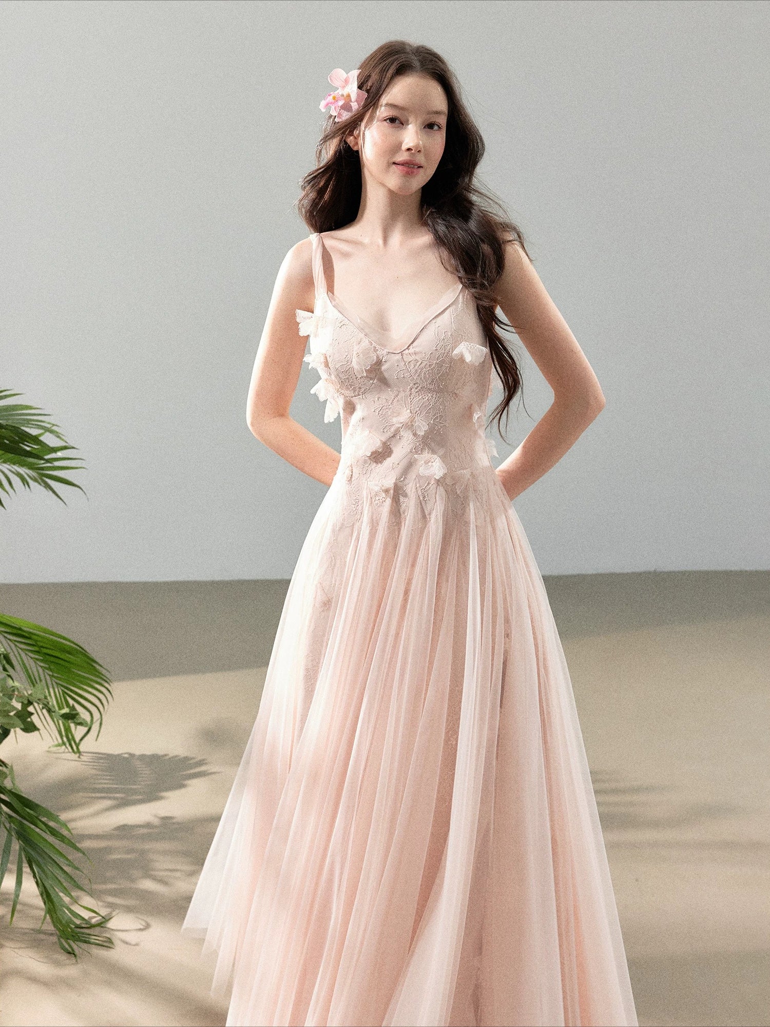 Floral Tulle Slip Maxi Dress