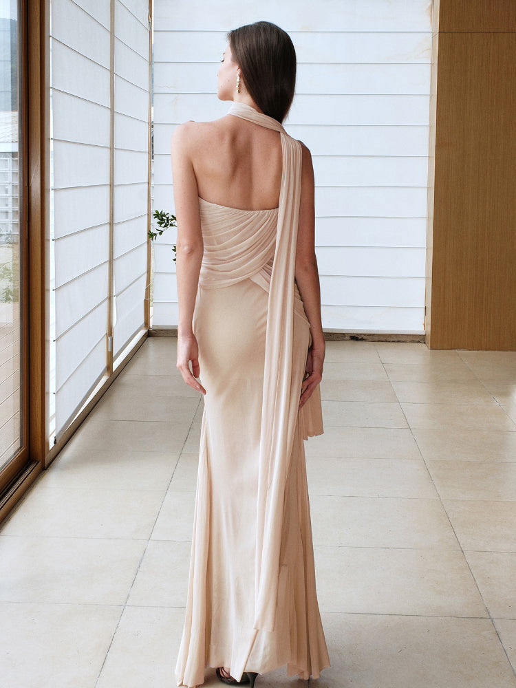 Ruched Design Asymmetrical Mermaid Dress
