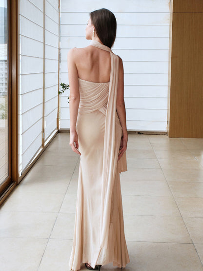 Ruched Design Asymmetrical Mermaid Dress
