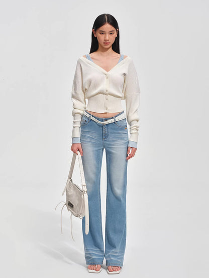 Newport Deconstructed V-Neck Knit Cardigan