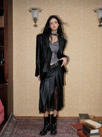 Structured Laced Leather Blazer