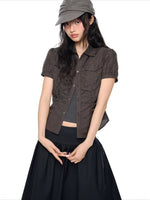 Ruched Puff Sleeve Shirt