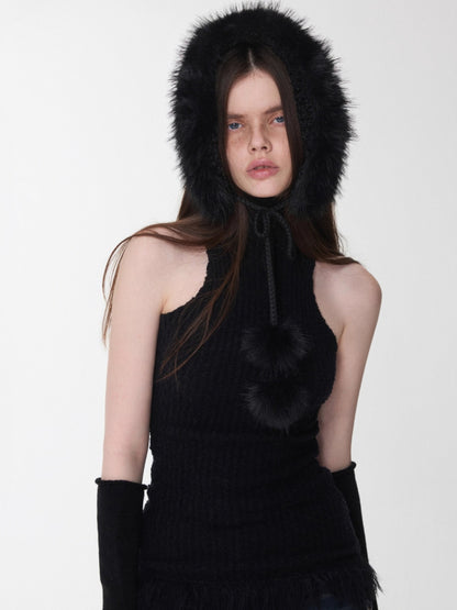 Hooded Faux Fur Knit Set