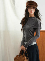 Layered Collar Ruched Knit Top