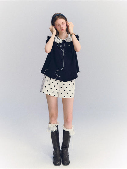 Polka Dot Collar Top