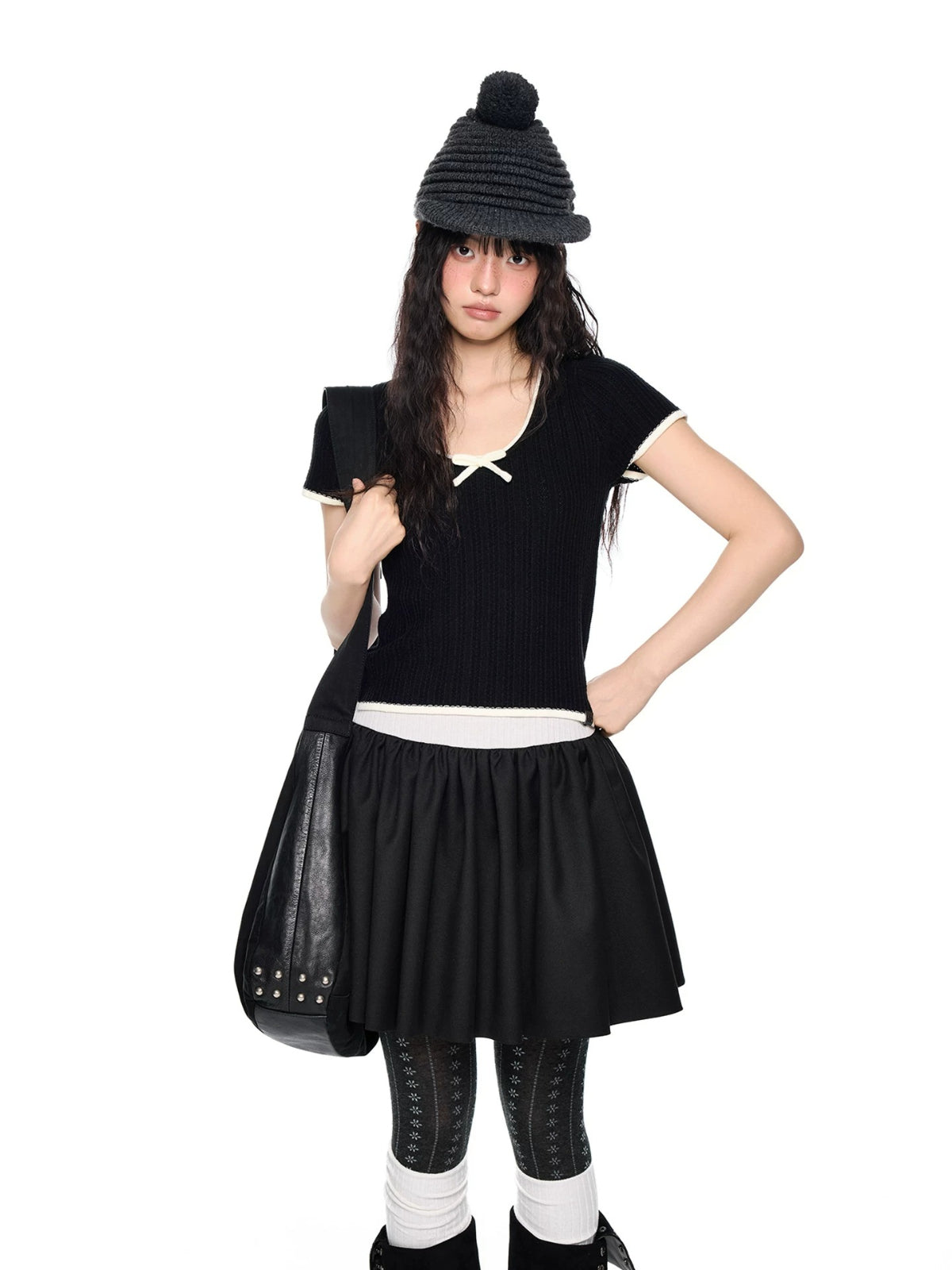 Bow Knit Short Sleeve Top