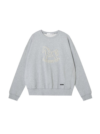 Embroidered Animal Knit Sweatshirt