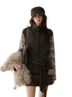 Fair Isle Panelled High-Neck Jacket