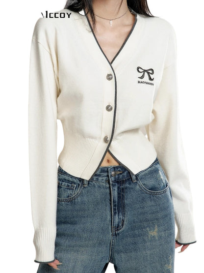 Color-Blocked Butterfly Knot Knit Cardigan