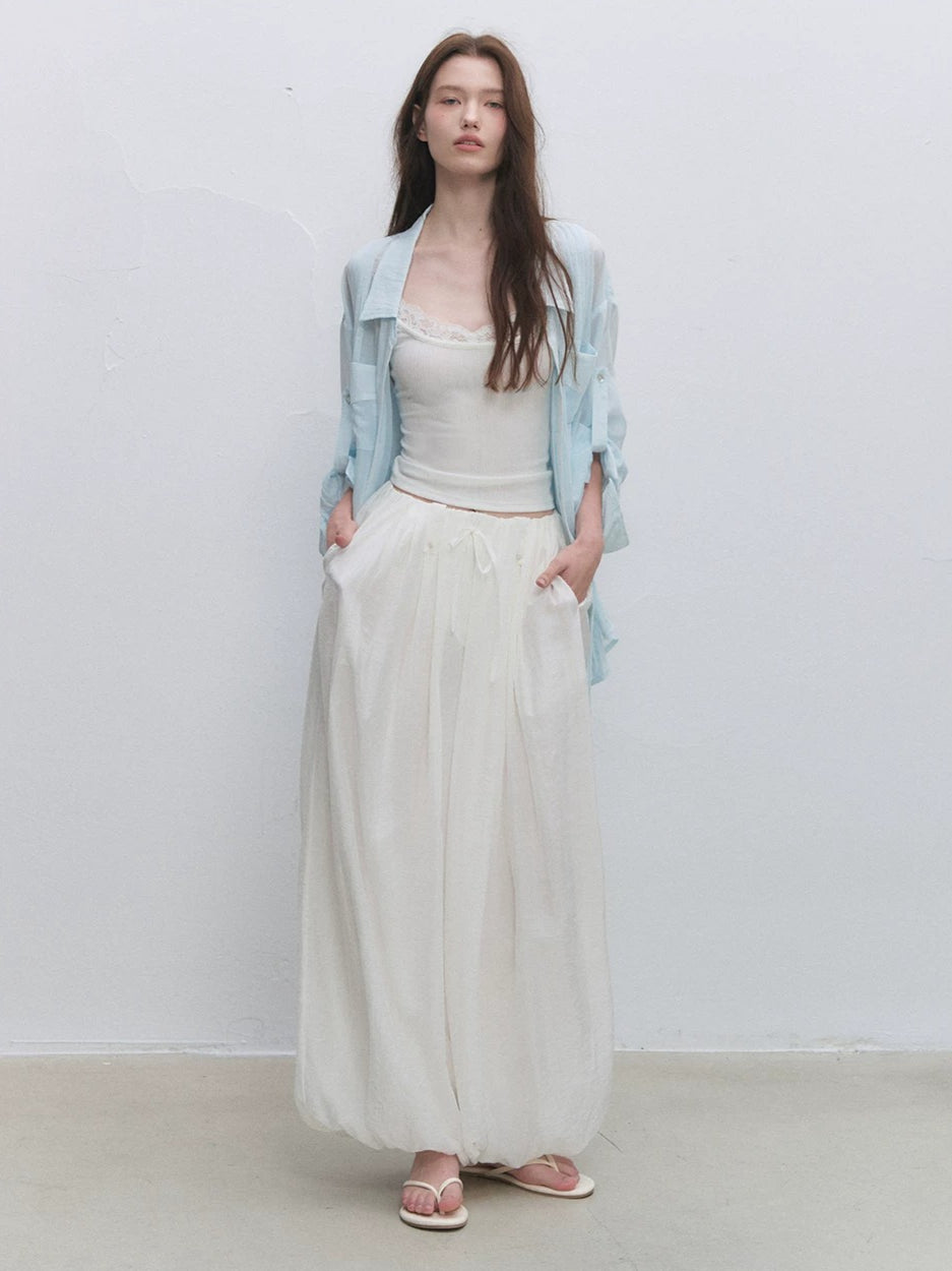 Shell Button Tencel Balloon Pants