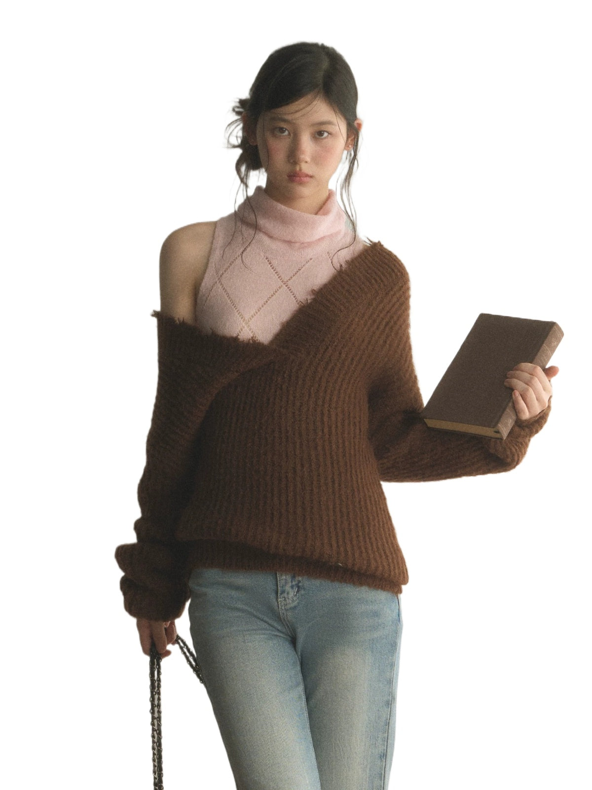 Oversized V-Neck Knit Sweater