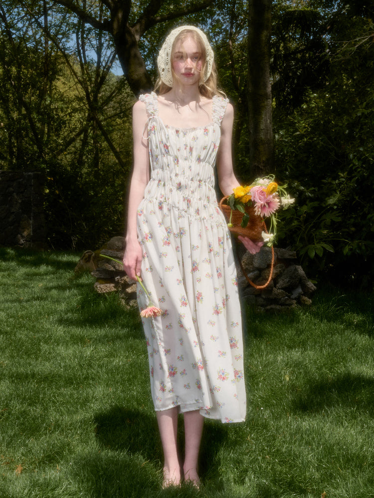 French Relaxed Old Money Floral Long Dress