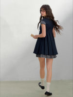 Gray Layered Collar Shirt Dress