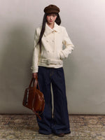 Diagonal Collar Double-Breasted Wool Coat