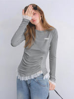 Lace Hem Knit Top