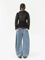 Knit Panel Hooded Down Jacket