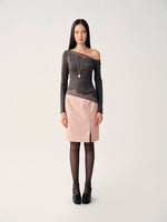 Pink PU Leather Zip Skirt