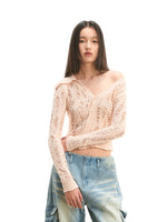 Asymmetrical Shoulder Knit Cardigan