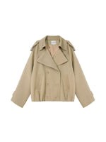 Vintage Solid Cropped Trench Coat