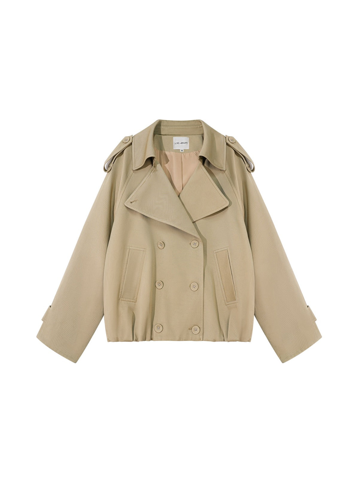 Vintage Solid Cropped Trench Coat