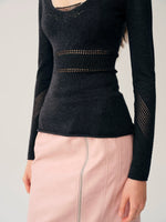 Hollow Knit Long Sleeve Top