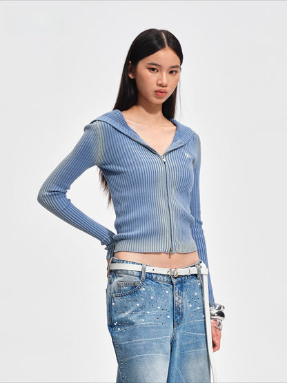 Equestrian Washed Cotton Knit Cardigan