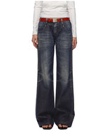 Black-Blue Low-Waist Flared & Bell-Bottom Pants Pants