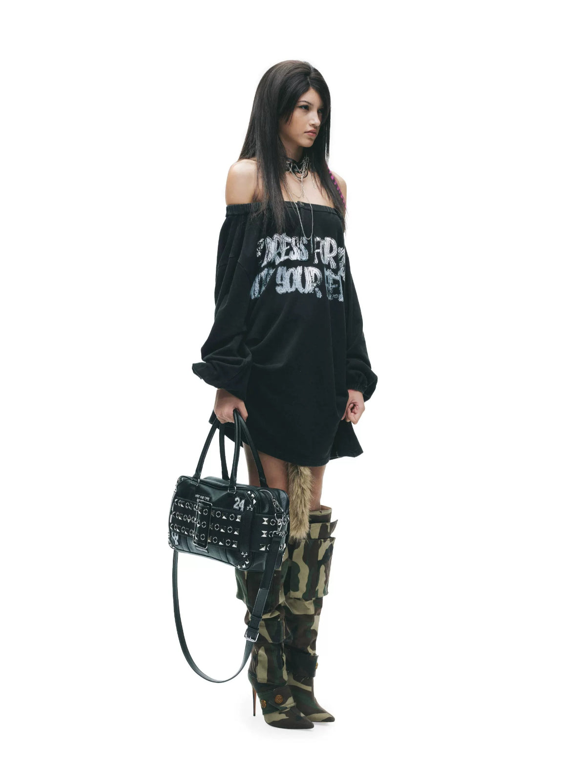 Punk Graffiti Off-Shoulder Tee