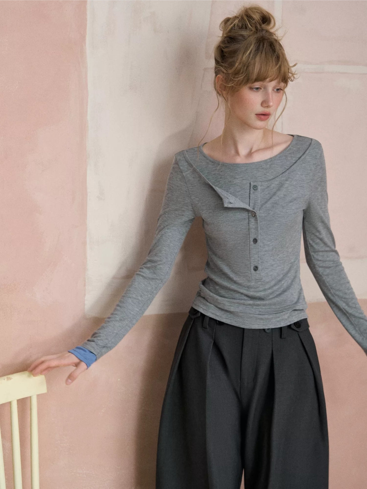 Contrast Cuff Layered Tee