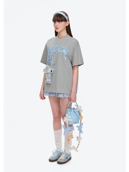 Elephant Bear Print Logo Cotton T-shirt
