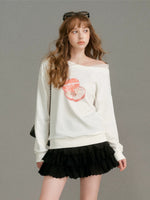 Lace Puppy Print Sweatshirt