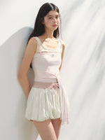 Color-Blocked Lyocell Bubble Skirt