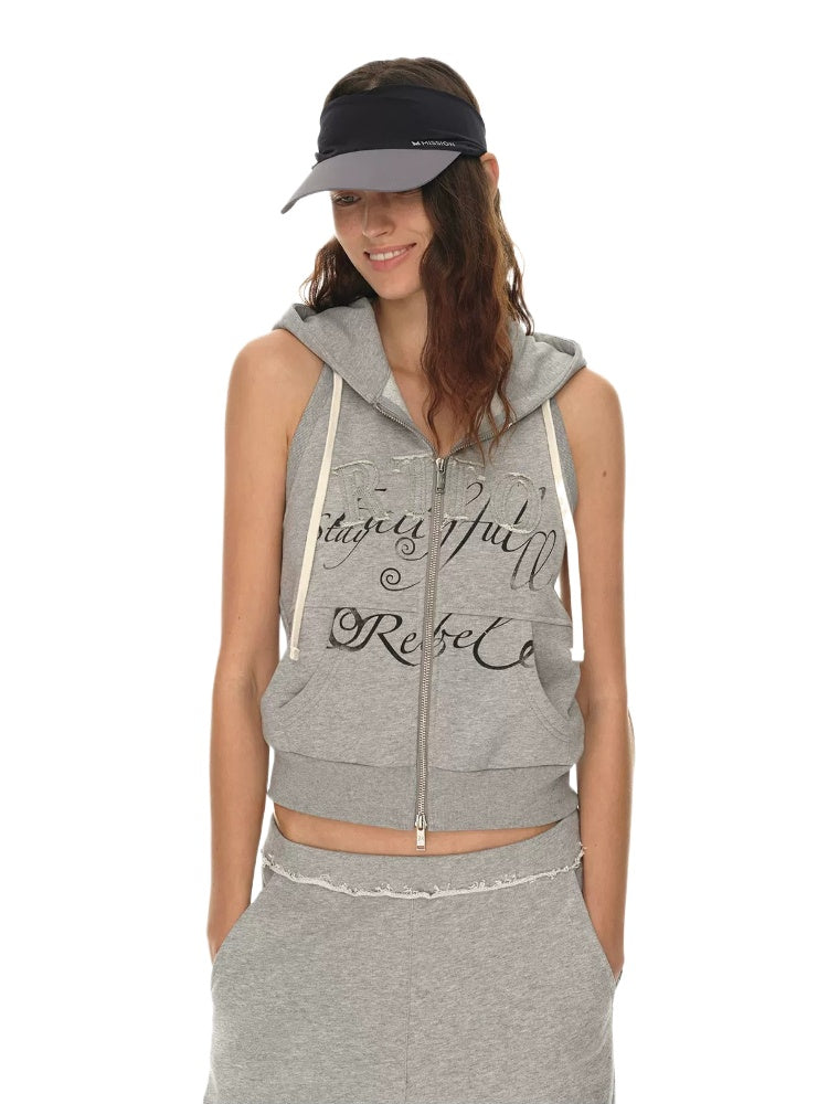 Sleeveless Hoodie &amp; Flared Pants Set